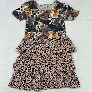 Hey PopinJay Kids Organic Big Cat Sleeved Dress Size 116/122 VGUC